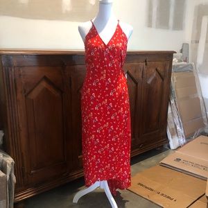 En Crème Red Floral Slip Dress - Size M